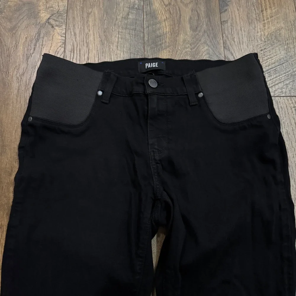 Paige Verdugo Ultra Skinny Maternity Jeans Black Side Elastic Size 30 Stretch